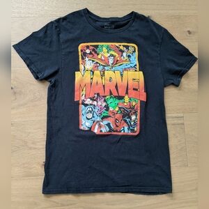 Vintage Marvel Graphic Tee 100% Cotton - Black with Multicolor Logo Unisex SZ S